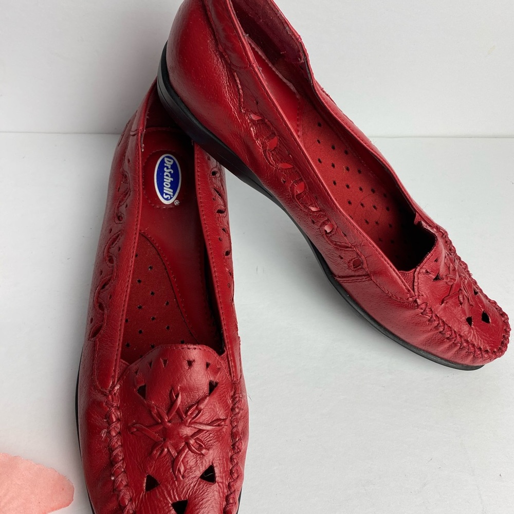 DR SCHOLL’S Women’s Red Leather Flats Size 7.5M